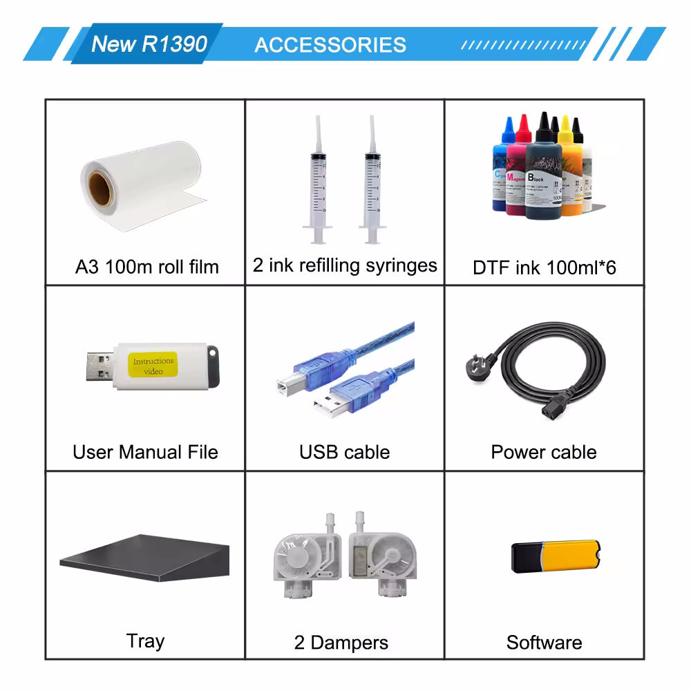 A3 DTF Printer R1390 Tekstiltrykmaskine