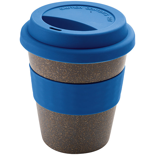 Bamboo mug with silicone lid and handle