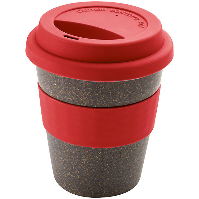 Bamboo mug with silicone lid and handle