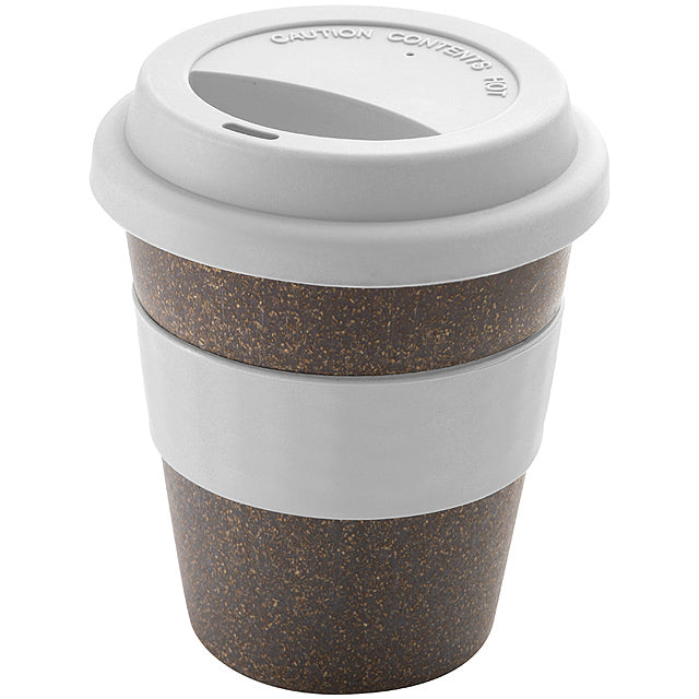 Bamboo mug with silicone lid and handle
