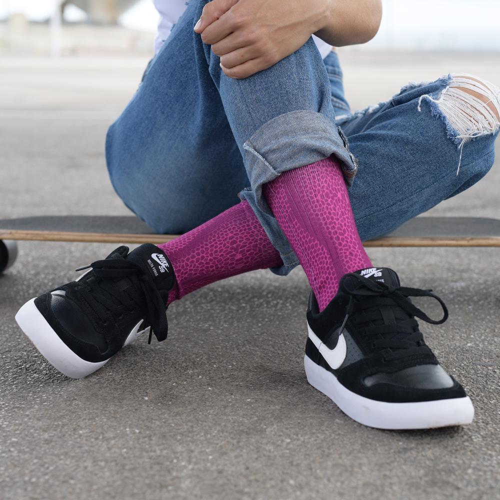 RX0018 lithe pink mamba socks animalprint performance street