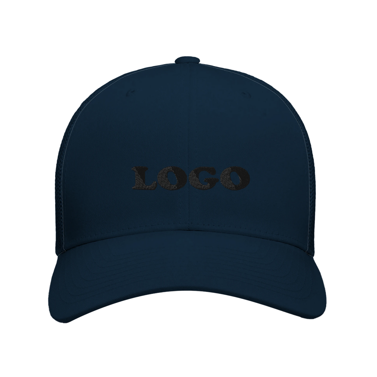 navy Flexfit 6606 Trucker Cap med broderet logo