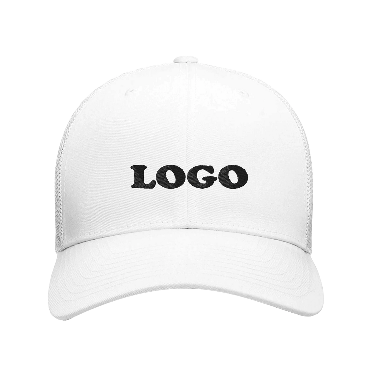 hvid Flexfit 6606 Trucker Cap med broderet logo
