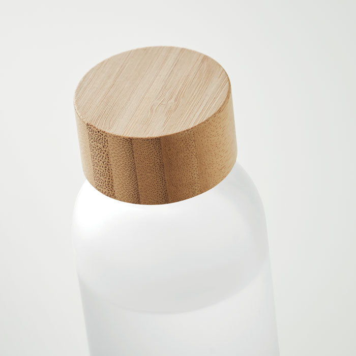 Frosted Glass Bottle 500 ml with Exclusive Bamboo Lid
