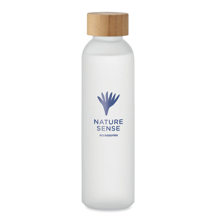 Frosted Glass Bottle 500 ml with Exclusive Bamboo Lid