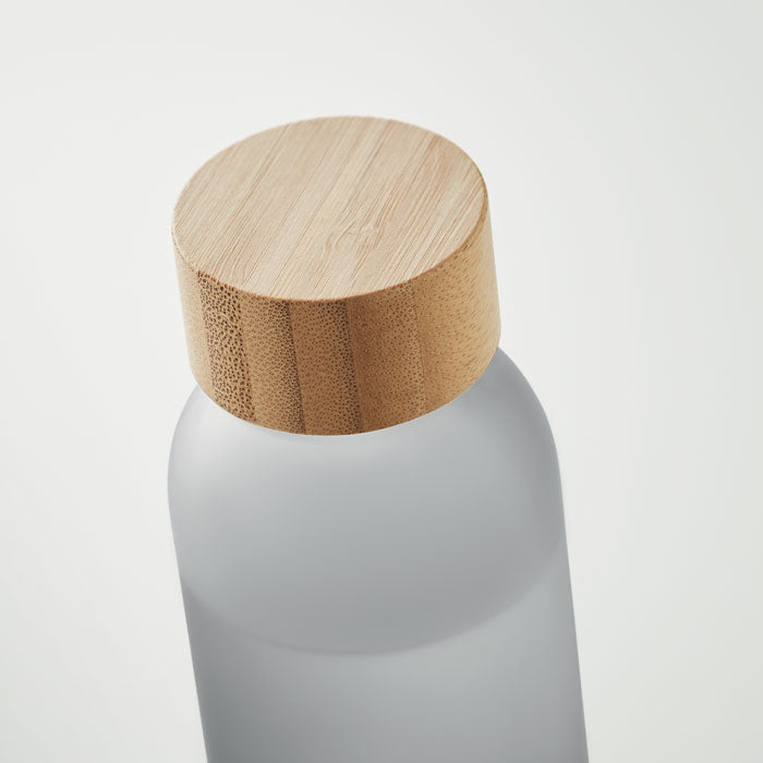Frosted Glass Bottle 500 ml with Exclusive Bamboo Lid