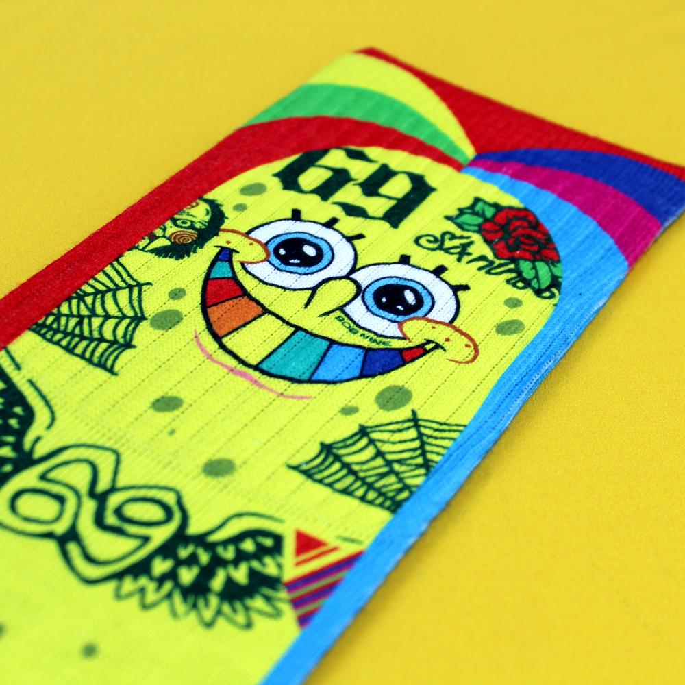 S0047 lithe bob esponja 69 face tattoo socks yelow